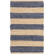 Unique Loom 브레이드 주트 컬렉션 부분 러그 (직사각형 60.8cm x 91.4cm(2피트 2인치 x 3피트 1인치) 네이비 아이보리)