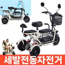세발전동자전거 삼륜전기자전거 접이식 오토바이 3륜전기스쿠터, 2인승, 블랙, 12A