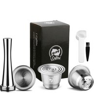 일리 네스프레소 호환 커피 캡슐 스텐 리필 반영구 재사용 icafilas for nespresso refillable Capsule two version 가능한 스테인레스 스틸, 12-사진으로