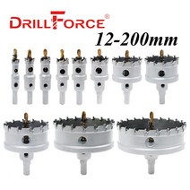 콘크리트 드릴 비트 세트 Drillforce 12-200mm tct 구멍 톱 합금 카바이드 코발트 스틸 커터 스테인레스 스틸 플레이트 철 금속 절단 키트, 95mm