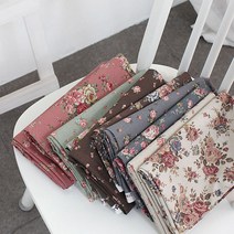 Cotton Fabric 20수 평직 면원단 미들 쉐비로즈플라워 5컬러, 그레이