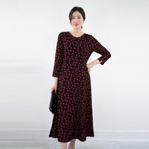 여성 엄마옷 모슬린 장미 언발카라 원피스 YOP202202 마담 미시옷 중년여성의류 50대 60대여성옷 빅사이즈