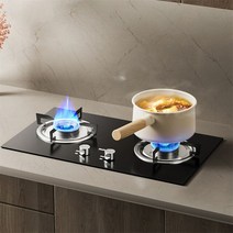 2구 쿡탑 가정용 가스 스토브 더블 주방 쿡탑 데스크탑 내장 천연 버너 레인지 액화 쿠커, 02 Liquefied gas, 01 Black