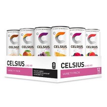 CELSIUS 셀시어스 CELSIUS 무설탕 탄산음료 버라이어티팩 12캔, 355ml