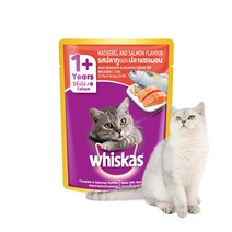 희동이네 고양이 습식사료 물 안먹는 고양이 음수량 늘리기 수분 공급 1세이상 성묘용 위스카스 파우치 습식사료 고등어와 연어 80g, 24개