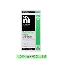 일동제약 마이니 남성 멀티비타민 종합영양제 활력 비타민B군 비타민C D E 아연 판토텐산 나이아신 마그네슘 마카 산수유 복분자, 1000mg x 60정  2EA