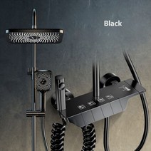 샤워기헤드 필터 욕실 샤워 수도꼭지 세트 4 가지 기능 디지털 디스, Black
