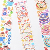 즐거운 곰돌이의 세상 캐릭터 일러스트 일상 다이어리 판스 데코 디자인 스티커, 03 : 베이킹