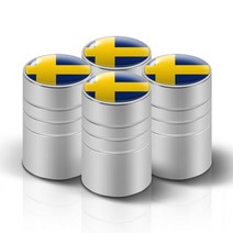 자동차 스타일링 금속 스웨덴 로고 휠 타이어 밸브 스템 캡 커버 볼보 폴스타 1 2 V40 V50 S40 S60 S90 XC, 03 Round Silver_01 For Sweden