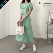 커스텀에이블 뷰티풀 영문 티셔츠 스커트 2종세트 C2304SE028B