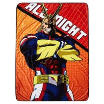 미국발송 My Hero Academia 담요 - Shoto Izuku & All Might 부드러운 플리스 담요 랜야드 및 스티커 (올 마이트)
