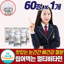 씹어먹는 철분함유영양제 초등학생 중학생 영양제 수험생 피로회복 고등학생 청소년 멀티 비타민 철분제 체력 집중력 긴장완화 츄어블 추어블 츄잉 성장기 10대 주니어 어린이 추천, 멀티비타민_60정_1개, 1개, 60정