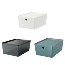 이케아 KUGGIS 쿠기스 수납함+뚜껑 26x35x15cm수납박스정리함리빙공간박스다용도, 터쿼이즈_204.768.22