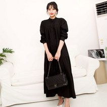 깔로옹 차이나 셔츠 퍼프소매 셔링 캉캉 롱원피스