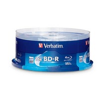 Verbatim BD-R 50GB 6X 블루레이 공 미디어 디스크 - 25팩 스핀들 -98356, 25GB, 25 Pack Spindle