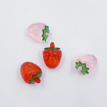 투명 딸기 과일키링 악세사리 부자재 키링제작 열쇠고리 차키케이스 비즈공예 에어팟장식