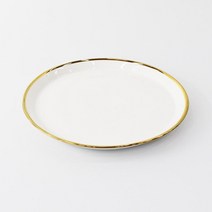 24K 골드라인 화이트 도자기 원형접시 1P 중 8.5인치 국내산