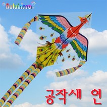 불의나라 국산 비닐 가오리연 + 얼레 (독수리연 공작새연 나비연), 비닐공작새연, 전통 육각얼레