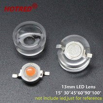 레이저 렌즈 20개 1W 3W 5W 13mm IR LED 미니 렌즈 15 30 45 60 90 100 도 고전력 다이오드 볼록 리플렉터, 03 45 degree_01 Clear_01 13mm