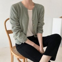 브이와이 여자 미니멀리즘 민무늬 라운드 FW 라쿤 가디건