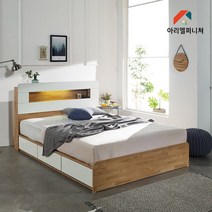 [ 아리엘퍼니쳐 ] 당일배송 유니온퀸 대용량벙커수납 침대 지정일 배송 LED포함 ALQ 오크화이트, 네오드림