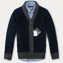 [FOREST CAMP]Lambswool Cardigan 숄카라 배색 가디건[FCSW4406-Navy]