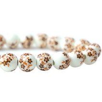 (주)아트인 심플꽃무늬 라운드 세라믹비즈(20개), 12mm, 오렌지브라운