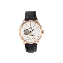 Orient 스테인리스 스틸 일본 오토매틱 시계 가죽 스트랩 브라운 20 (모델: RA-AS0102S10B)