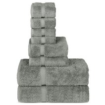 Chakir Turkish Linens 터키산 면 럭셔리 호텔 스파용 목욕 타월 핸드 타월 - 6개 세트 네이비 블루, Set of 8 - Towel Set, Gray
