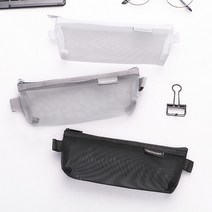 반투명 포켓 사각 필통 멀티 라벨메쉬필통 여행용, 라벨메쉬필통_블랙