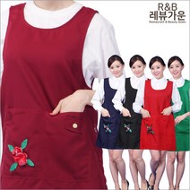 레뷰가운 AE211 장미장식앞치마 원피스 요양보호사 시장 식당 화원 간병 앞치마, AE211검정L(꽃O)