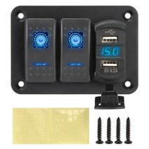 7 갱 스위치 패널 자동차 트럭 보트 선박 캐러밴 듀얼 USB 충전기 회로 차단기 디지털 전압계 토글 버튼 12V 24V, CHINA_2 Gang