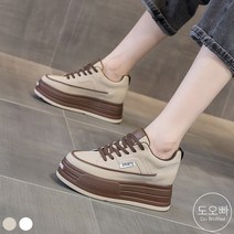 도오빠 여성 가죽 스니커즈 운동화 키높이 7cm 통굽 단화 가을 겨울 발편한 여자스니커즈 신발