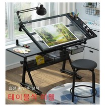 승강식 드로잉 책상 테이블식 이젤 캔버스 H형 전문가용 그림 미술학원 컴퓨터 디자이너 미대 작업대, 단품