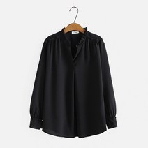 XL-4XL 빅 사이즈 겨자색 목프릴 셔츠 여성 블라우스 115 캐주얼 데일리 레이스