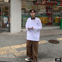 가바바 남성 오버핏 긴팔티 심플 캐주얼 무지 라운드 기본티셔츠 G52946