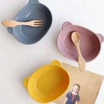 cocooning 아기 유아 어린이용 실리콘 흡착 식판 접시 그릇 모음, 타원접시, 다크블루