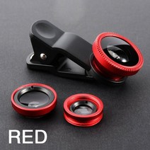 핸드폰렌즈 어안렌즈 스마트폰망원렌즈 3in1 fisheye 광각 micro camera lens for iphone xiaomi redmi 3in1 zoom fish eye, 빨간색