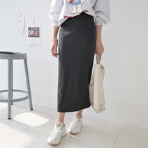 데일리앤 데스티니 가을 잔골지 슬림 밴딩 무지 H라인 뒷트임 롱 스커트
