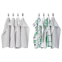 [이케아] RINNIG 린니그 행주 4장 45x60cm/주방수건/핸드타올/순면/걸이식행주/, 색상:화이트/다크그레이_804.763.48, 상세 설명 참조