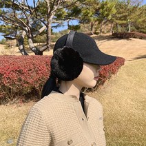 [골프여성귀마개] MQUM 남녀공용 편안한 스판 폴라폴리스 골프모자 따뜻한 방한 넥워머세트 케이스포장, 블랙