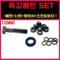 특강육각볼트 콜라 열처리 너트 평와샤 스프링 철 세트 12MM, 특강볼트세트 (볼트+너트+평와샤+스프링와샤), 12-160 = 10세트