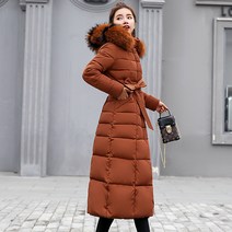 SJW 여성 겨울 슬림핏 빅사이즈 퍼카라 후드 롱여성다운