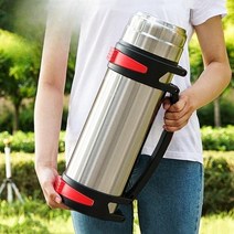 보온 죽통 스테인리스 물통 보냉병 물병 대용량 대형 보온병 휴대용 여행 주전자 야외 1 2 3 4 5 L 리터, 4000ML블랙[물8캐티]프리스트랩소형브러쉬