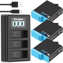 고프로 히어로 배터리GoPro Hero 8 7 6 배터리 용 Bateria Akku 검정색 카메라, 05 3BatteryWithCharger