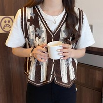 노이디제이 레트로풍 손뜨게 니트 베스트 INO460A