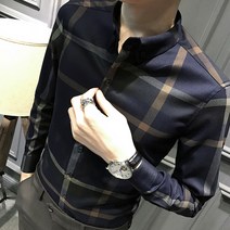 옥스포드셔츠 고급 체크 슬림핏 정장셔츠 봄 긴팔 셔츠 남성 영국 캐주얼 옥스퍼드