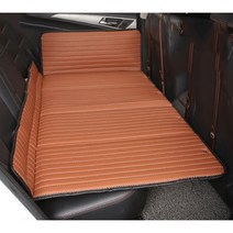 JINGHENG 차량용 매트 매트리스 접이식 수면 여행 침대 차박 뒷좌석 평탄화 패드, 브라운 심플+헤어밴드(쿠션지)