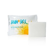 Sun Sol 벌크 리프레싱 비누 바 따뜻한 코코넛 및 바닐라 향 주머니 포장 여행용 사이즈 세면 용품 미니 호텔 어니티 28.3g1온스 300팩 USA 미국, 100 Pack