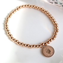 노이드비 여성용 써지컬스틸 코인 고무줄 볼팔찌